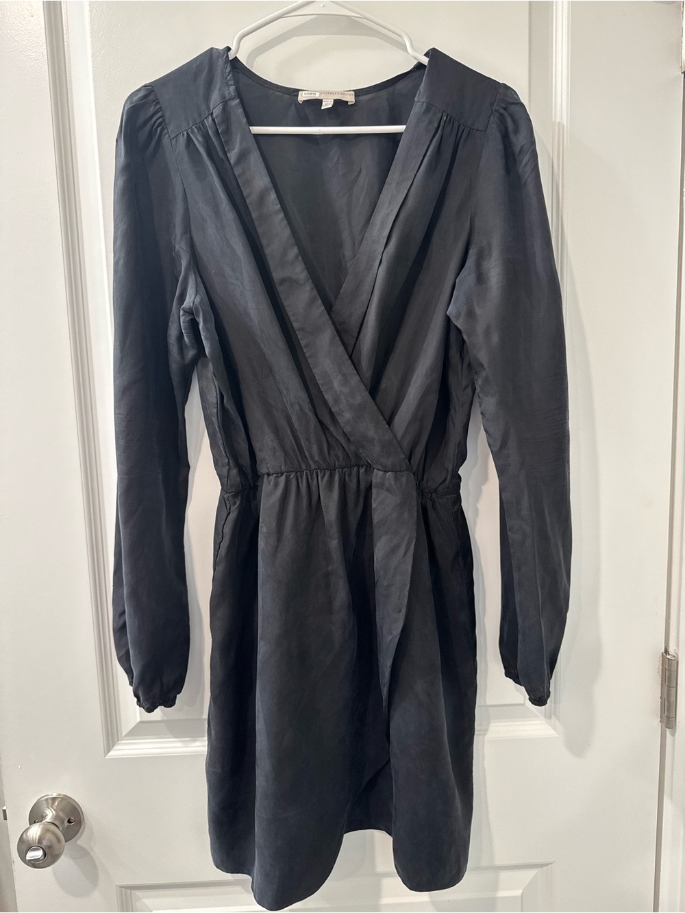 Lavender Brown Black Long-Sleeve Wrap Dress